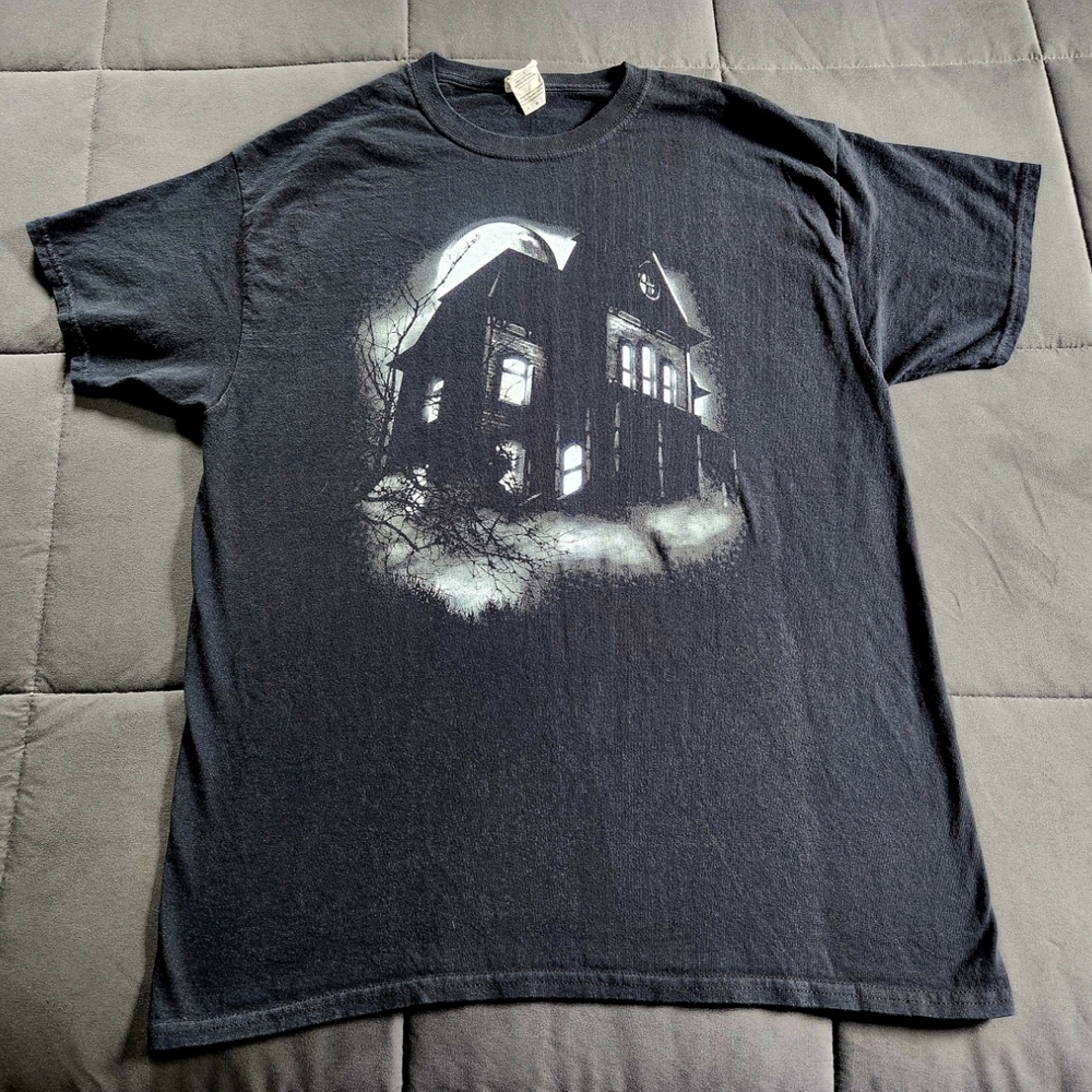 Haunted House Black Graphic Tee